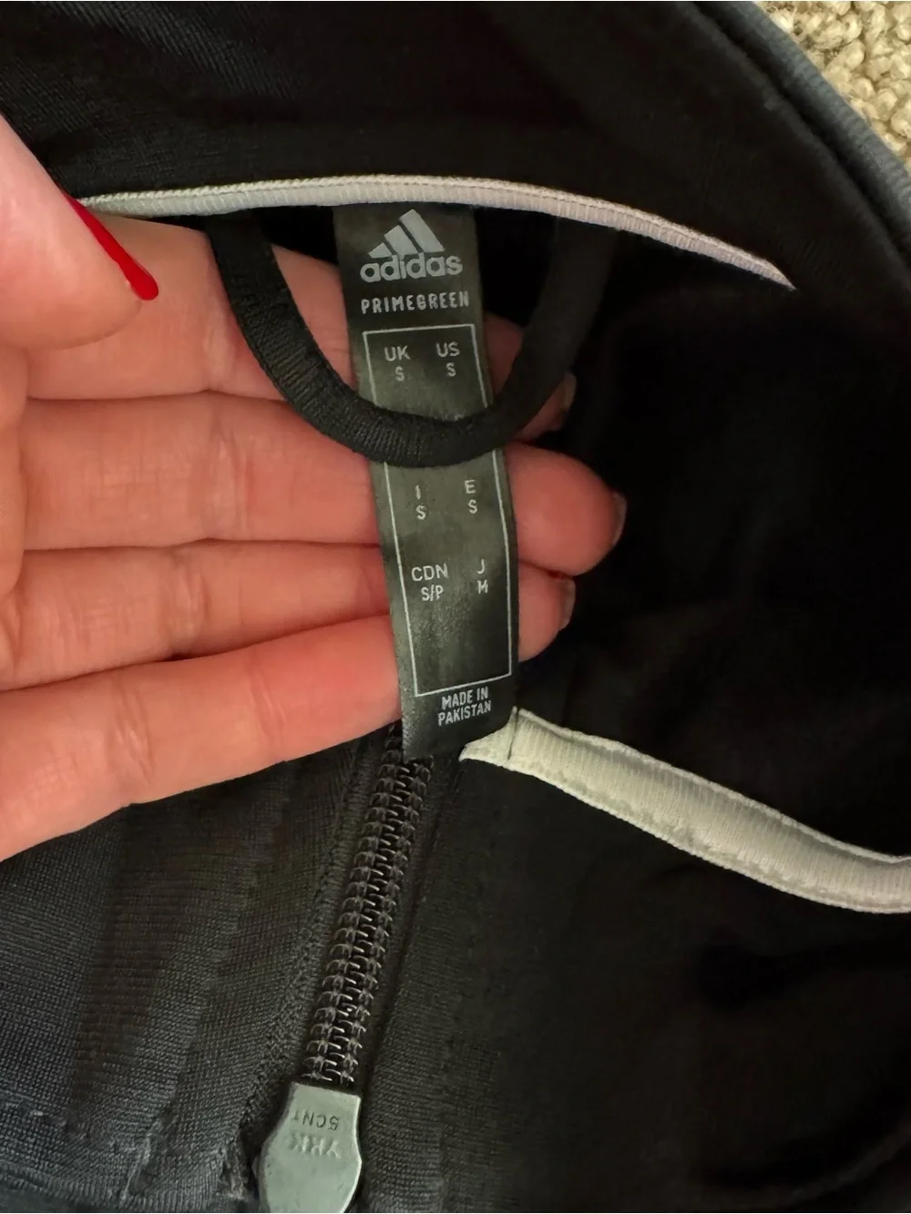Adidas Men’s Small Black 3 Stripe Primegreen Track Jacket Full Zip